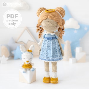Crochet Doll Pattern for Friendy Leah the Angel Amigurumi Doll Pattern PDF File Tutorial Amigurumi Crochet Doll Lesson Digital Download image 1
