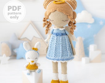 Modèle de poupée au crochet pour amie Léa l'ange Modèle de poupée Amigurumi fichier PDF tutoriel Leçon de poupée Amigurumi au crochet en téléchargement numérique