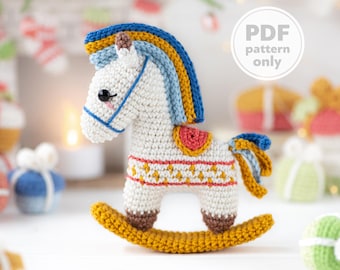 rocking horse crochet pattern AradiyaToys fairytale Christmas nutcracker amigurumi patterns ornament DIY tutorial PDF