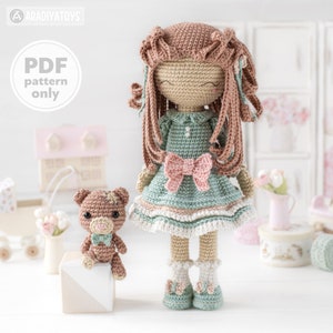 Crochet Doll Pattern Amigurumi Doll SHELLY tutorial dress PDF file crochet pattern for doll amigurumi digital by AradiyaToys DIY Handmade