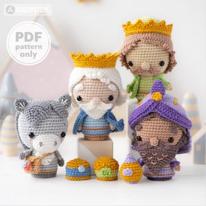 Crochet Nativity Set Pattern Three Wise Men, Donkey Christmas Mini Amigurumi Three Kings Nativity Scene AradiyaToys DIY (Tutorial PDF file)