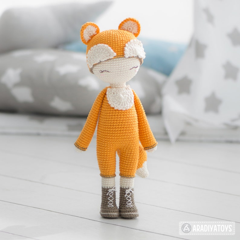 Friendy Laura the Fox from AradiyaToys Friendies collection / doll crochet pattern by AradiyaToys Amigurumi tutorial PDF file image 6