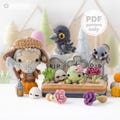 4-in-1 halloween night crochet pattern graveyard amigurumi tutorial AradiyaToys mini kingdom DIY raven spider zombie howto digital PDF file