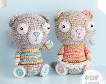 Crochet Pattern of Scottish Fold Cats Luigi and Fiona from "AradiyaToys Design" (Amigurumi tutorial PDF file) / cat crochet pattern