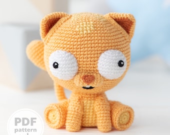 amigurumi cat crochet pattern, kitten tutorial (PDF file) by AradiyaToys Olka Novytska
