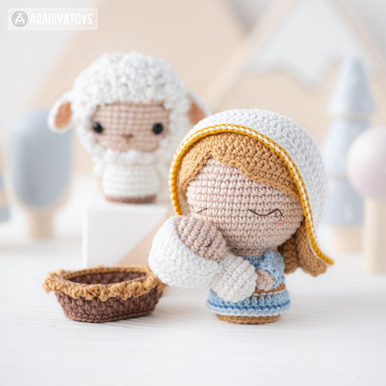 Nativity Crochet Pattern Set Christmas Mini Amigurumi Mary, Joseph, Baby Jesus, Sheep Nativity Scene DIY AradiyaToys Tutorial PDF file image 6