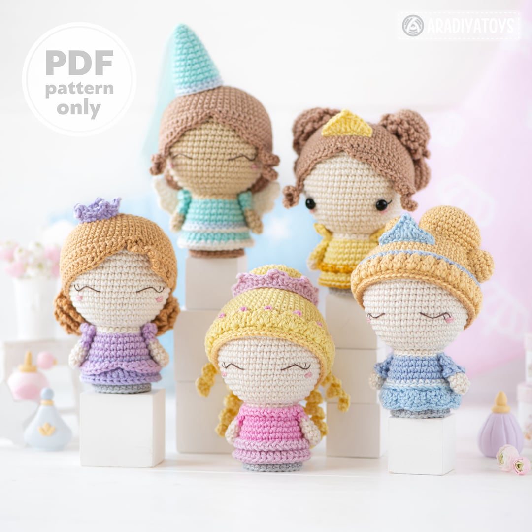 5 in 1 Princess Crochet Pattern Amigurumi Doll Mini Crochet Amigurumi ...