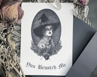 Bewitched Card - 5x7” Double Sided Valentine Card - Love Witch - Anniversary - Love Magick - Witchcraft