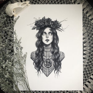 Persephone - Fine Art Print - Greek Goddess of Spring and Queen of the Underworld - Pagan - Witch - Dark Art - Gothic Illustration