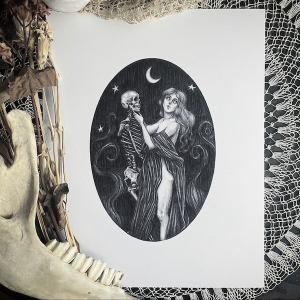 Danse Macabre - Fine Art Print - Death - Skeleton - Dark Art - Gothic Illustration