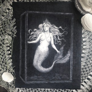 The Siren - Fine Art Print - Victorian Mermaid - Dark Art - Fantasy - Gothic Illustration