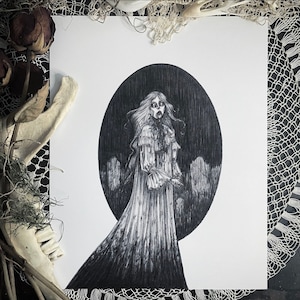 Cemetery Ghoul - Fine Art Print - Victorian Zombie - Horror - Dark Art - Gothic Illustration