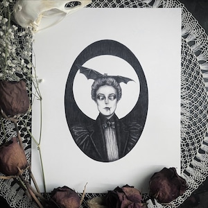 Isabelle - Fine Art Print - Victorian Vampire - Dark Art - Gothic Illustration