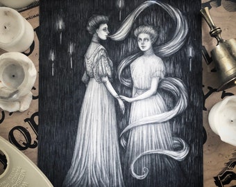 Summoning Specters - Fine Art Print - Victorian Spiritualism - Ectoplasm - Ghosts - Dark Art - Gothic Illustration