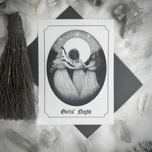 Girls’ Night - Celebration Card - Witch Coven, Friendship, Witchcraft, Pagan, Moon