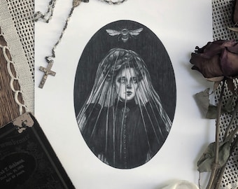 Telling the Bees - Fine Art Print - Victorian Mourning - Memento Mori- Gothic - Illustration- Dark Art