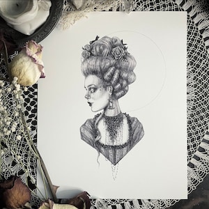 Heads Will Roll - Fine Art Print - Rococo - Marie Antoinette - Guillotine - Dark Art - Gothic Illustration