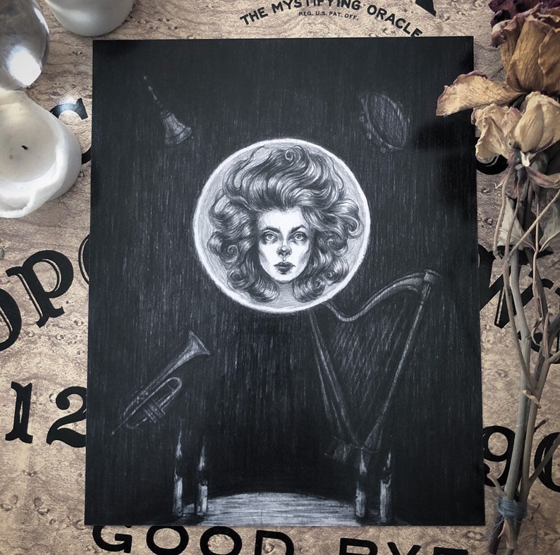 Madame Leota Fine Art Print Haunted Mansion Ghost Seance Foolish Mortal Dark Art Gothic Illustration image 1