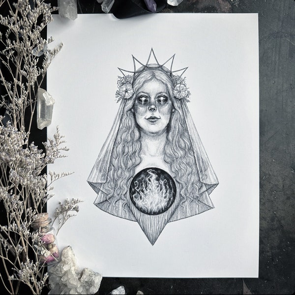 Hestia - Fine Art Print - Greek Goddess of the Hearth and Home - Pagan - Mythology - Gothic Fantasy