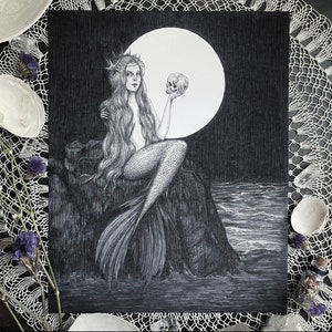 Ondine - Fine Art Print - Mermaid - Siren - Water Nymph - Mythology - Dark Art - Gothic Illustration