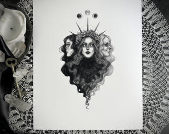 The Triple Goddess - Fine Art Print - Maiden, Mother, & Crone - Pagan - Mythology - Gothic Fantasy