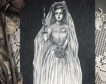 Til Death - Fine Art Print - Haunted Mansion Heartbeat Bride - Bride - Gothic - Illustration - Dark Art