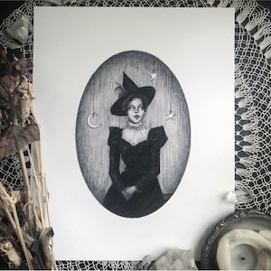 Mable - Fine Art Print - Victorian Witch Portrait - Witchcraft - Magick - Dark Art - Gothic Illustration