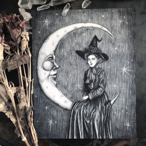 Moon Magick - Fine Art Print - Witch - Pagan - Dark Art - Gothic Illustration - Victorian