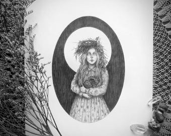 Ostara - Fine Art Print - Eostre - Spring Goddess - Witch - Witchcraft - Pagan - Magick - Dark Art - Gothic Illustration - Fantasy