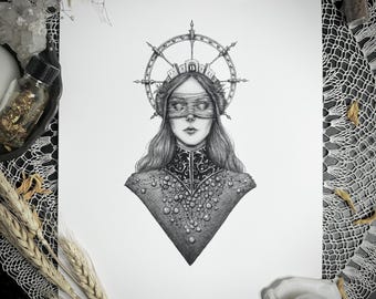 Tyche - Fine Art Print - Greek Goddess of Fortune, Chance, Prosperity & Luck - Fortuna - Pagan - Mythology - Gothic Fantasy