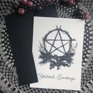 Yuletide Greetings - Double Sided Holiday Card - Winter Solstice - Yule - Yuletide Blessings - Magick - Witchcraft - Witch