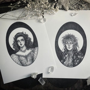 Jareth & Sarah - Fine Art Print Set - Labyrinth - Dark Fantasy Art - Gothic Illustration