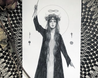 The Magician - Fine Art Print - Tarot - Magick - Witch - Witchcraft- As Above So Below - Ritual - Illustration