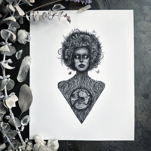Gaia - Fine Art Print - Griekse godin van de aarde - Pagan - mythologie - gotische fantasie