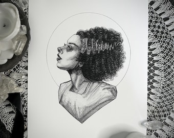 The Bride - Fine Art Print - Bride of Frankenstein - Universal Monsters - Horror - Gothic - Dark Art - Illustration