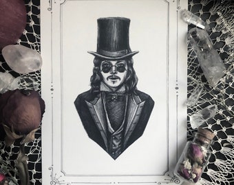 Dracula Card - 5x7” Double Sided Card - Valentine - Anniversary - Gothic Romance - Goth Love - Dark Art - Victorian Vampire