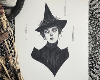 Candlelight - Fine Art Print - Victorian Witch - Witchcraft - Dark Art - Gothic Illustration