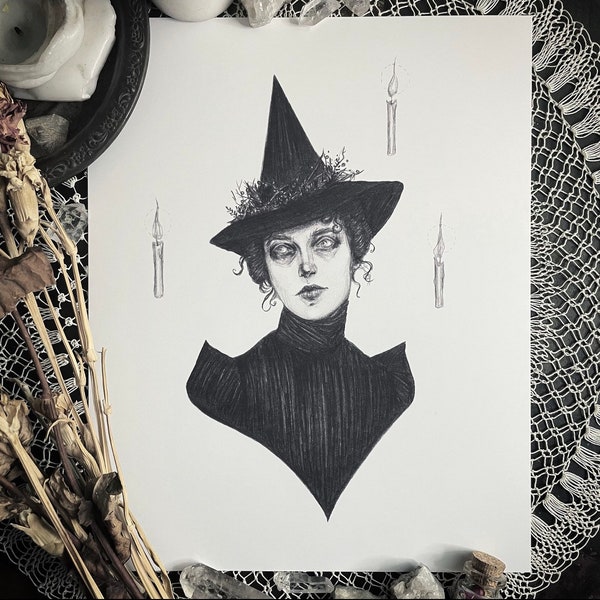 Candlelight - Fine Art Print - Victorian Witch - Witchcraft - Dark Art - Gothic Illustration