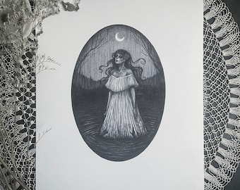 La Llorona - Fine Art Print - Ghost Story - Dark Art - Gothic Illustration