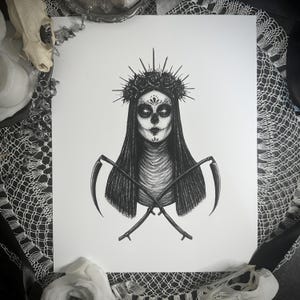 Santa Muerte - Kunstdruck - Mexikanische Folklore Heilige des Todes - Heide - Hexe - Hexerei - Mythologie