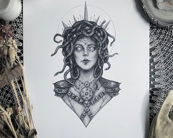 Medusa - Fine Art Print - Gorgan - Greek Mythology - Dark Art - Gothic Illustration