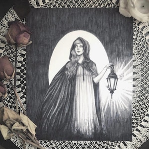 Der Lichtbringer - Fine Art Print - Einsiedler Tarot - Gothic Illustration - Dunkle Kunst - Okkult
