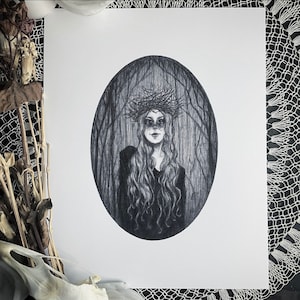 Forest Witch - Fine Art Print - Witchcraft - Hedge Witch - Green Witch - Dark Art - Gothic Illustration
