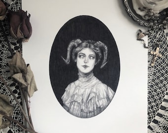 Jezebeth - 5x7 Fine Art Print - Occult - Victorian - Demon - Dark Art - Gothic Illustration