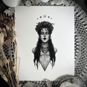 Ixchel - Fine Art Print - Mayan Goddess of the Moon, Medicine , Weaving, & Fertility - Pagan - Mythology - Gothic Fantasy