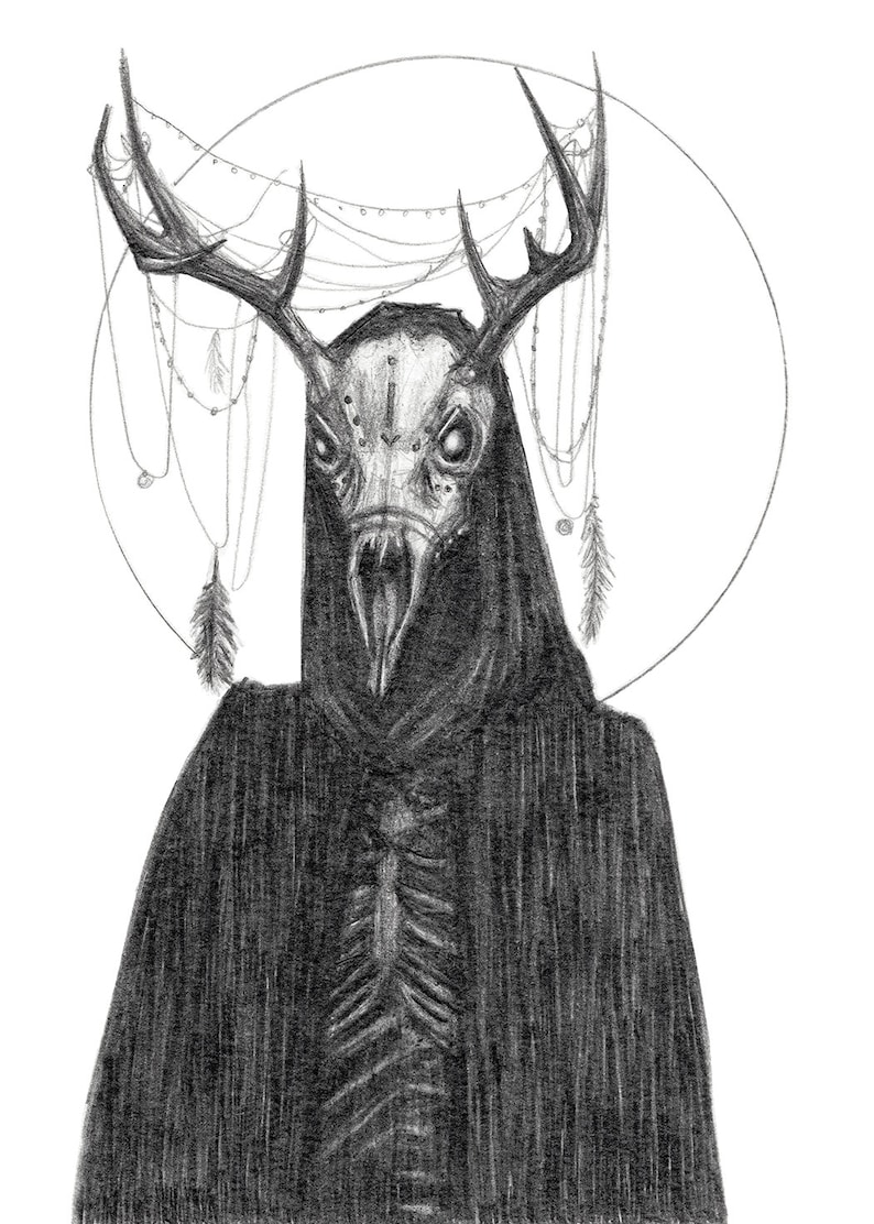  Drawing Sketch Creepy Wendigo with Pencil