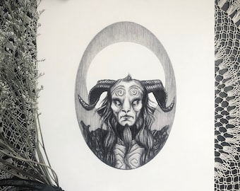 The Faun - Fine Art Print - Pan’s Labyrinth - Guillermo del Toro - Fantasy - Creature - Dark Art - Gothic Illustration