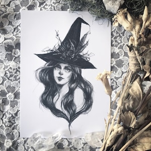 Woodland Witch - Fine Art Print - Victorian Witch - Witchcraft - Green Witch - Hedge Witch - Pagan