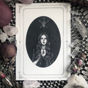 The Love Witch Card - 5x7” Double Sided Card - Valentine - Anniversary- Love Magick - Gothic Romance - Dark Art - Witchcraft