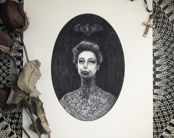 Carmilla - Fine Art Print - Viktorianischer Vampir - Gothic Illustration - Horror - Dark Art